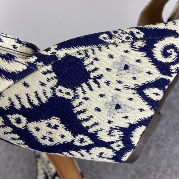 Seychelles Thyme Navy Print Ankle Strap Wedges Women’s Size 7 - Picture 5 of 11
